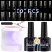 Cooserry Nail Tips and Glue Gel Kit with UV light - Gel Extension Nail Kit with 1000 Pcs C Curve Clear French Ballerina Acrylic Fake Nails, 4 in 1 20ml Nail Glue, Mini UV LED Nail Lamp and DIY Nail Art Tools Kit A