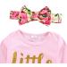 ChYoung Baby Girl 3-Piece Outfit Set, Newborn Little Sister Romper, Rose Printed Pant, Headband | 6-12 Months Pink-Floral - Buy Online on SooperMarket.com