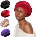 4 Pcs Satin Bonnet Silk Bonnet, Hair Bonnet for Sleeping, Elastic Wide Band Silk Sleep Cap, Soft and Breathable Silk Hair Wrap for Sleeping (Black Red Purple Gold) 12.6 Inch Set-A