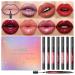 evpct 7Pcs Pink Red Glitter Matte Lip Liner and Liquid Lipstick Set Kit Long Lasting Matte to Lip Glitter Metallic Dark Red Sparkle Sparkly Glossy Permanent Liquid Lipsticks Lip Gloss Set for Women 7 Count (Pack of 1) 7Pcs Set-B01