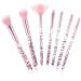 WLLHYF 7 Pack Makeup Brush Set Stylish Glitter Cosmetics Brushes Kit Professional Blending Brush with Crystal Sequins Handle for Eye Shadow Eyeliner Foundation Powder Concealer Blush Lip Women (Pink)