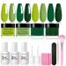 Honey Joy Dip Powder Nail Kit Starter 4 Colors Mint Pastel Green Deep Forest Green Dipping Powder Liquid Set with Base Top Coat for Nail Art Manicure Salon DIY No LED Nail Lamp Needed Dip-7pcs-09