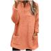 AMhomely Ladies Womens Soft Teddy Fleece Hooded Jumper Plus Size Double Fleece Casual Hoodies With Pocket V Neck Soft Fleece Hooded Sweatshirts Plain Pullover Tops Winter Lightweight Lounge Tops 03 Orange M