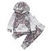 TMEOG Baby Boys Girls Long Sleeve Pullover Hooded Sweatshirts Top+Pants Infant Hoodie Tracksuit Clothes Outfits Set Grey (Floral) 3-6 Months