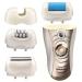 Sminiker 3 in 1 Lady Rechargeable Hair Removal Kit - Waterproof Bikini Trimmer, Epilator, Callus Remover - LED Shaver for Arms, Underarms, Bikini Line & Legs (Gold) - Buy Online on SooperMarket.com