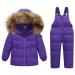 Kids Winter Puffer Jacket and Snow Bib Pants Ski Suits 2-Piece Snowsuit Hooded Down Coat and Snow Pants Outfits Set 3-4 Years Purple