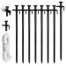 Eurmax USA 12 inch Multiuse Heavy Duty Steel Tent Stakes Tarp Pegs Camping Stakes for Outdoor Camping Canopy and tarp with 4 Ropes 10FT Length(Black)