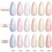 Beetles Pearl Mermaid Gel Nail Polish Set - 6 Shimmer Colors for Salon & Home Manicure | White Pink Blue Glitter Shell Swirl Thread Effect | Soak Off UV LED Gel - Buy Online on SooperMarket.com