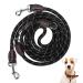 Dog leash for large and medium -sized dogs reflectively adjustable double linen made of nylon with 2 carabin hooks and 3 rings Dog Lead Multifunctional dog leash 3 meters long (black with white)