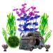 Begondi's underwater car car with 8 pieces of plastic plant set artificial polyresin aquarium ornament aquatic model decoration fish tank marine decor ornaments