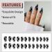 Black Daisy Design Press On Nails - Medium | Full Cover Tips for Women & Girls | Spring/Summer Salon Nail Art - Buy Online on SooperMarket.com