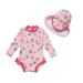 BONVERANO Baby Girls Swimsuit Toddler Bathing Suit Long-Sleeve Zipper One Piece Swimwear with UPF 50+ Sun Protection 18-24 Months Pink