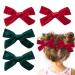 4Pcs Bow Hair Clips for Girls 3.8 Inch Velvet Hair Bows Christmas Hair Clips for Women Toddler Girls(Red Green)