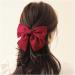 2PCS Silky Satin Hair Bows Hair Clip Black Hair Ribbon Ponytail Holder Accessories Slides Metal Clips Hair Bow for Women Girls Toddlers Teens Kids (Bow Clip-Pink/Red) - Buy Online on SooperMarket.com