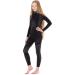 Ladeheid Children's Thermoactive Underwear Set - Long Sleeve Shirt & Long Underpants (146-152) - Black/Silver - Optimal Comfort for Kids - Buy Online on SooperMarket.com