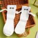Novelty Magnetic Suction 3D Doll Couple Socks | Funny Holding Hands Design | Breathable Cotton | 1 Pair White - Buy Online on SooperMarket.com