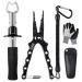 Dr. meter fishing tongue fish grip tools stainless steel fishing pliers 3 pieces of fishing tools set fish pliers - fish gripper - fishing gloves for handling with fish