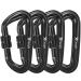 Favofit Locking Carabiner Clips, 4 Pack, 12KN (2697 lbs Each) Heavy Duty Caribeaners for Camping, Hiking, Outdoor & Gym etc, Small Carabiners for Dog Leash & Harness Black