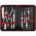 Marqus Solingen Manicure Set Solingen - 12 Party Manicure Pedicure Set in Real Leather Etui Handy and soft - Complete set with everything for hand and foot care 2. Red