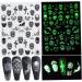 Halloween Nail Art Stickers Glow in The Dark Nail Decals 3D Self-Adhesive Fluorescent Nail Stickers Skull Spider Witch Ghost Pumpkin Bat Snake Nail Design for Women and Girls DIY Acrylic Nail - Buy Online on SooperMarket.com