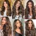 Light Brown Clip in Hair Extensions with Golden Highlights - Long Wavy Synthetic Fiber Hair Pieces for Women - Buy Online on SooperMarket.com