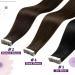 Shop Laavoo Dark Brown Real Hair Tape Extensions - 45cm Seamless & Invisible - 20 Pieces (50g) - Perfect Hair Recovery Solution - Buy Online on SooperMarket.com