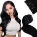 LAAVOO Extensions Real Hair Clip Black Real Hair Extensions Clip Double Tress Hair Extension Real Hair Clip In Extensions Remy Human Hair Black 55cm Glatt 70g 5pcs 55cm-70g 1.1#1