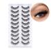 MilyBest 10 Pairs Asian Spiky Anime Mink Cat Eye False Eyelashes | Fluffy Wispy Clear Band for Natural Look & Extensions Pack A-Chic - 18MM - Buy Online on SooperMarket.com