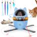PETTOM Interactive Cat Toys for Indoor Cats 3 in 1 Automatic Cat Toy - 2023 Upgrade with Rotating Feather Tracks Ball Kitten Toys Interactive USB Rechargeable Best Gift for Cats (Blue)