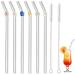 Reusable Glass Straw Clear Glass Straws with Flowers Reusable Straws for Smoothies and Normal Liquid Drinks 6 Bent Straw with 2 Cleaner Brush Flowers Straws