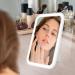 Touch Screen LED Makeup Mirror | 3 Colors Dimmable | Rechargeable USB | Portable Vanity Mirror for Travel | Cosmetic Mirror for Girls - Buy Online on SooperMarket.com