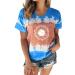 Women's T-Shirt Summer Women's Blouse Short Sleeve Floral Print T-Shirt Clothing Woman Basic Shirt Pullover Crew Neck Clothes T-Shirt Tops Casual Plain Tops Women's Blouse Blue M