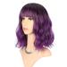 FAELBATY Short Purple Bob Wig with Bangs | Ombre Dark Purple Synthetic Cosplay Wig for Women - Buy Online on SooperMarket.com