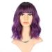 FAELBATY Purple Wig With Bangs Short Bob Synthetic Cosplay Wig for women Costume Wigs (12" Ombre Dark Purple Color )