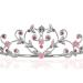 Rose Flower Rhinestone Crystal Wedding Tiara Crown - Pink Roses | Silver Plated - Buy Online on SooperMarket.com