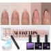 btartboxnails XCOATTIPS French Gel Nails - Skin Tones French Tip Press on Nails Short Almond Nail Tips with Nail Gel French Protecting Duo Nail Lamp All in One Soak Off Acrylic Fake NailExtension C187-S Almond