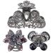 kilofly 3pc Women's Rhinestone Crystal Faux Hair Clip Claw Barrettes Value Pack 2 Small + 1 Medium