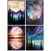 KYOQFVN Cross Stitch Kits - Moon Counted Cross Stitch Kits 4 Pack Stamped Cross-Stitch Mountains Needlepoint Counted Kits Beginners Embroidery Kit Arts and Crafts for Home Decor 1