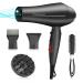 Faszin Professional Ionic Hair Dryer - Ultra Fast Salon Blow Dryer AC Motor with Triple-L Plus Heat Resistant Technology  7 Drying Modes  with Diffuser  Comb Attachments for Women Men Gray