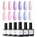 Modelones Gel Nail Polish 6 Colors Shimmer Pearl White Pink Purple Mermaid Nail Drawing Glitter Gel Polish Soak Off Led Summer Nail Gel Swirl Shell Thread Effect DIY Mani Gift with Dotting Pen Pearl Purple