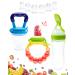 Gedebey Baby Fruit Pacifier Feeder - 3 Pack | 2 Silicone Fruit Teethers for Babies & 1 Baby Feeding Spoon | Baby Food Pacifier Feeder | Baby Silicone Feeder for Infants | Forage Feeder (Colorful)
