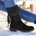 Rytejfes Women's Black Lace-Up High Ankle Winter Boots - Comfortable Short Heels Stylish & Warm - EU Size 39 - Buy Online on SooperMarket.com