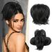 REECHO Messy Bun Hair Piece Claw Clip Hair Bun Short Ponytail Extension with Bendable Metal Wire Fake Bun Hair Pieces for Women - Black