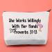 BLUPARK Hairdresser Cosmetic Bag Hair Stylist Gift She Works Willingly With Her Hands Proverbs 31:13 Inspirational Gift She Works Willingly-Hairdresser - Buy Online on SooperMarket.com