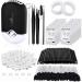 316 PCS Eyelash Extension Supplies, USB Mini Portable Air Conditioning Blower Handheld Dryer Fan Rechargeable Mini Mirror, Tapes, Tweezers, Eyelash Brushes, Micro Brush Applicators (Black)