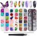 Kalolary Butterfly Nail Sequins Nail Dried Flowers Shiny Foil Nail Shavings Nail Art Rhinestone with Tweezers Nail Art Rhinestone Picker Pencil For Female DIY nail decoration