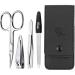 marQus Manicure set for women and men - 4 Piece pedicure kit incl. sharp nail scissors tweezers nail clippers & sapphire nail file from Solingen - Perfect for travelling manicure and pedicure Carbon