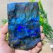 Crystal Hole Natural Sphere Blue Light Labradorite Slab Stone Natural Slice Crystal Yellow Feng Shui Minerals Ornaments Home Decoration 1pc Crystal Hole 320-350g
