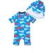 BONVERANO Baby Boy All-in-one Sunsuit/Swimsuit | UPF 50+ Sun Protection | 12-18 Months | Blue/Red Whale Design - Buy Online on SooperMarket.com