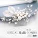 Handcess Bridal Pearls Hair Comb Splitter Rhinestone Flowers Hairpieces Crystal Bridal Side Combs Leaf Wedding Hair Accessories for Women and Girls - Buy Online on SooperMarket.com